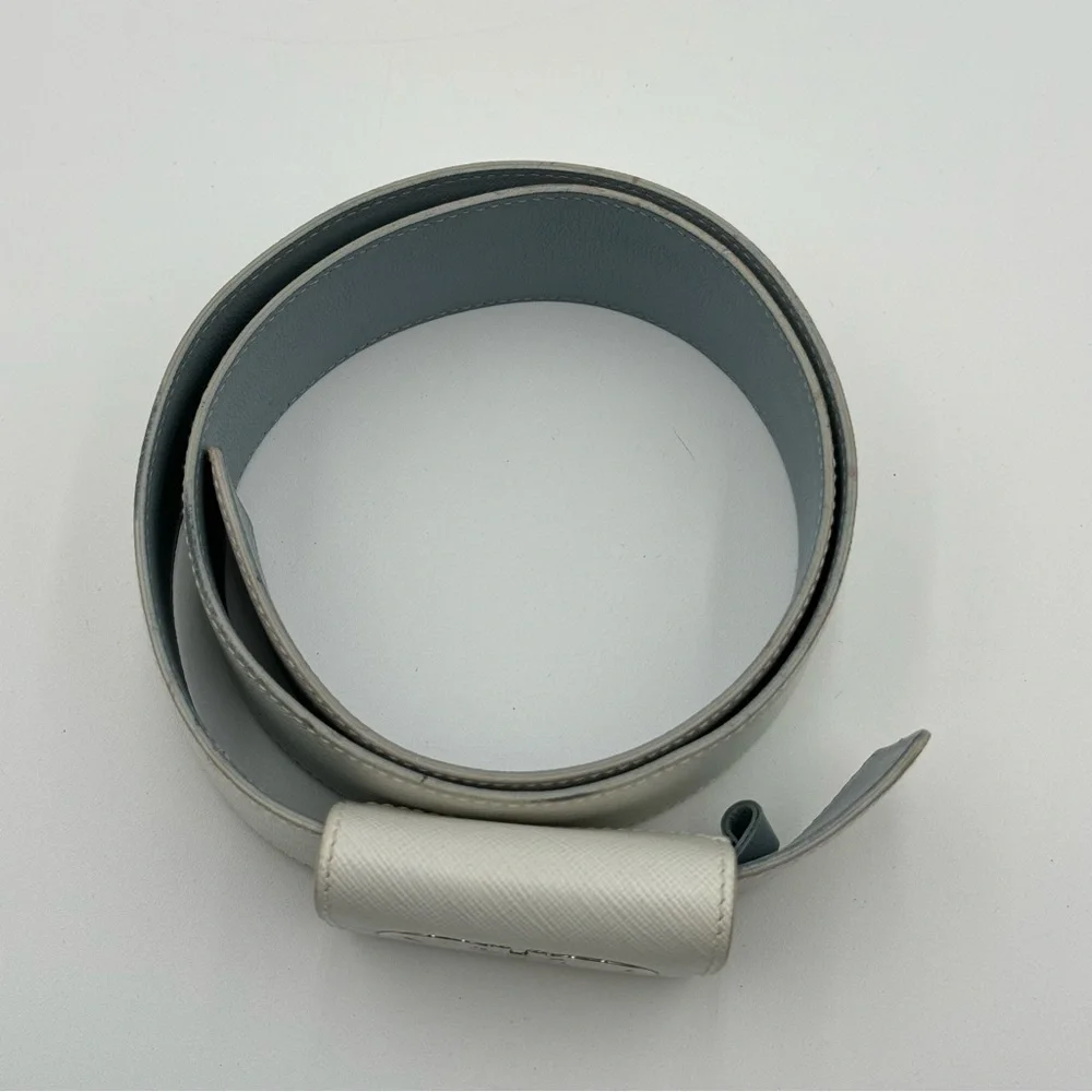 (SOLD) Salvatore Ferragamo Light Gray Fashion Belt (237132) Size 80 - Picture 2 of 12